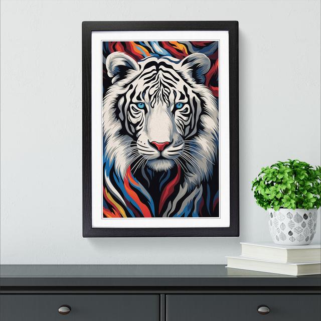 Tiger Op No.3 - Single Picture Frame Print on Wood Big Box Art Frame Colour: Black, Size: 64cm H x 46cm W x 2cm D on Productcaster.