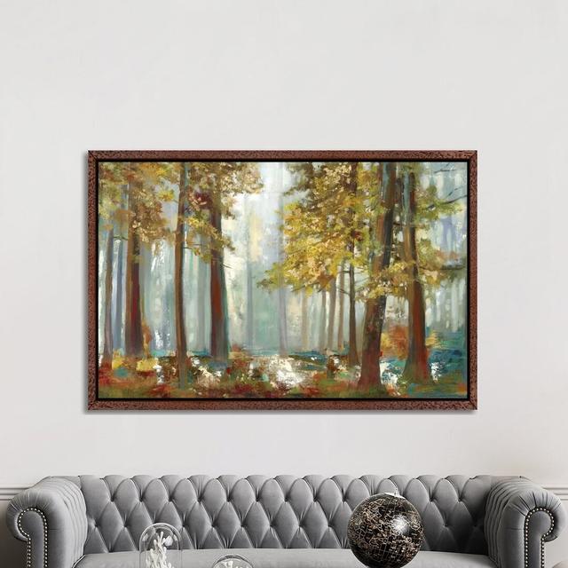 Upon The Leaves by Allison Pearce - Painting Print on Canvas Alpen Home Size: 101.6cm H x 152.4cm W x 3.81cm D, Format: Classic Brown Wood Framed Canv on Productcaster.