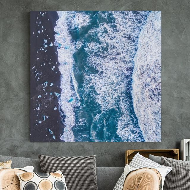 Vertical Aerial View of Jökulsarlon in Iceland - Wrapped Canvas Painting Highland Dunes Size: 60cm H x 60cm W on Productcaster.