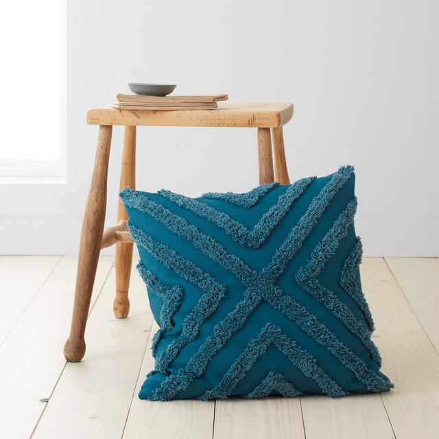 Diamond Tufted Geometric Cushion with Inner Pineapple Elephant Colour: Teal on Productcaster.