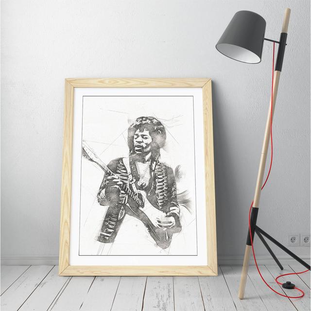 Jimi Hendrix 2 Grey - Single Picture Frame Print on Canvas ClassicLiving Size: 89cm H x 64cm W x 2cm D, Frame Colour: White Framed on Productcaster.