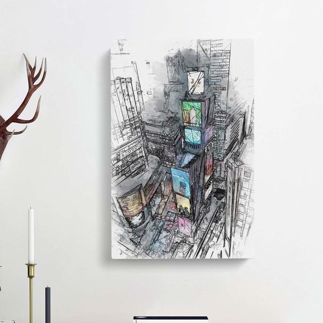 Times Square in New York City in Abstract - Wrapped Canvas Painting Print East Urban Home Size: 60cm H x 40cm W x 3cm D on Productcaster.