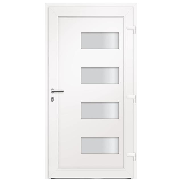 Leore Aluminium Prehung Front Doors Symple Stuff Finish: White, Door Orientation: Left Hand/Inswing on Productcaster.