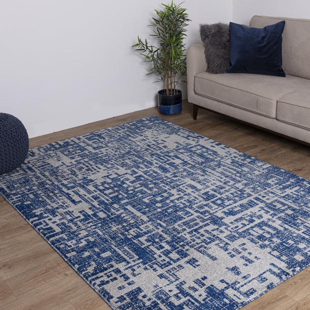 Abstract Denim Blue Area Rug Langley Street Rug Size: Rectangle 120 x 170cm on Productcaster.