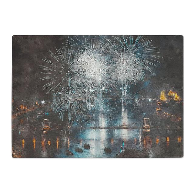 Fireworks over Budapest in Hungary Painting Chopping Board East Urban Home Size: 20cm W x 28.5cm L on Productcaster.