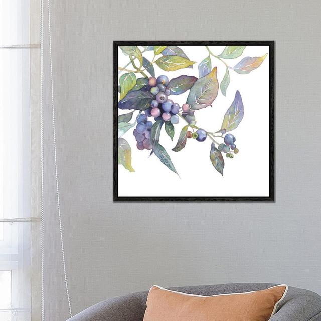 Blueberry Branch by Ekaterina Prisich - Gallery-Wrapped Canvas Giclée on Canvas Lark Manor Format: Black Floater Framed, Size: 66.04cm H x 66.04cm W on Productcaster.