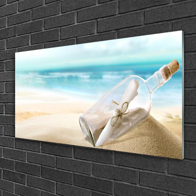 Glasbild Beach Bottle Art Haus am Meer on Productcaster.