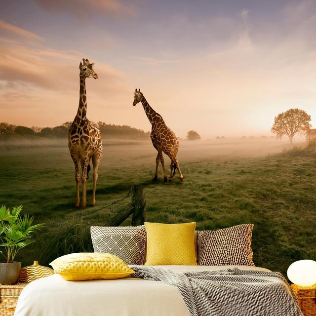 Surreal Giraffes 2.4m x 2.4m Textured Matte Peel & Stick Wall Mural East Urban Home on Productcaster.