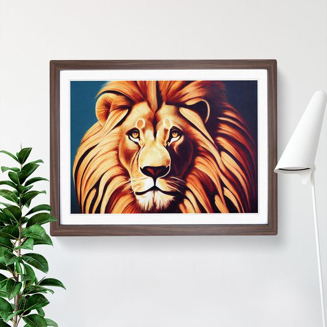 Prime Lion - Picture Frame Graphic Art Latitude Vive Size: 46cm H x 64cm W x 2cm D, Frame Colour: Walnut Framed on Productcaster.