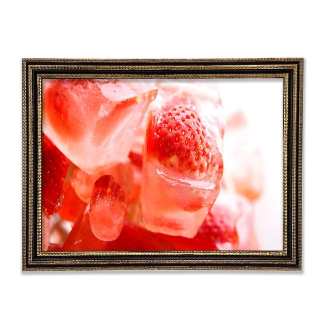 Strawberries On Ice Cubes Framed Print Rosalind Wheeler Size: 29.7cm H x 42cm W x 3cm D on Productcaster.