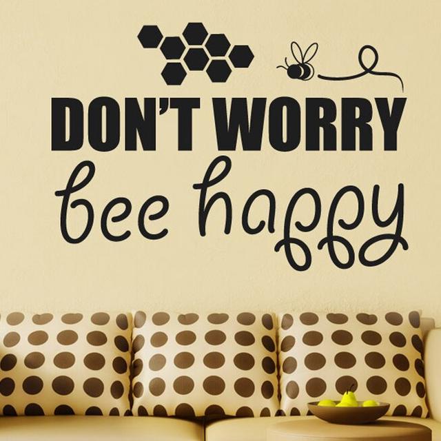 Dont Worry Bee Happy Wall Sticker 17 Stories Colour: White, Size: Large on Productcaster.