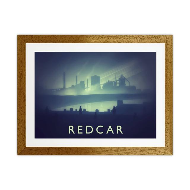 Redcar (Night) by Richard O'Neill - Graphic Art Corrigan Studio Format: Brown Framed, Size: 33.5cm H x 43.5cm W x 3cm D on Productcaster.