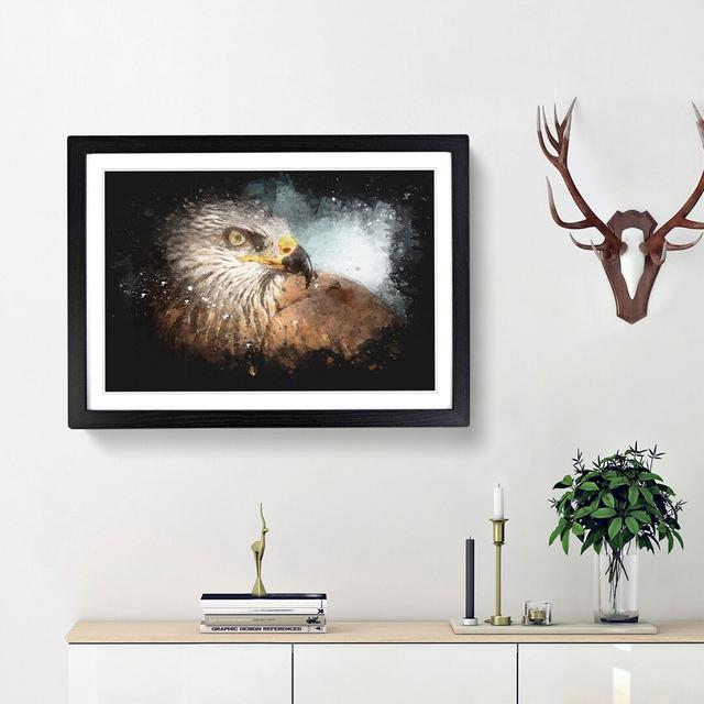 Portrait Of A Red Kite Bird Paint Splash - Picture Frame Graphic Art Print East Urban Home Size: 62cm H x 87cm W x 2cm D, Frame Option: Black Framed on Productcaster.