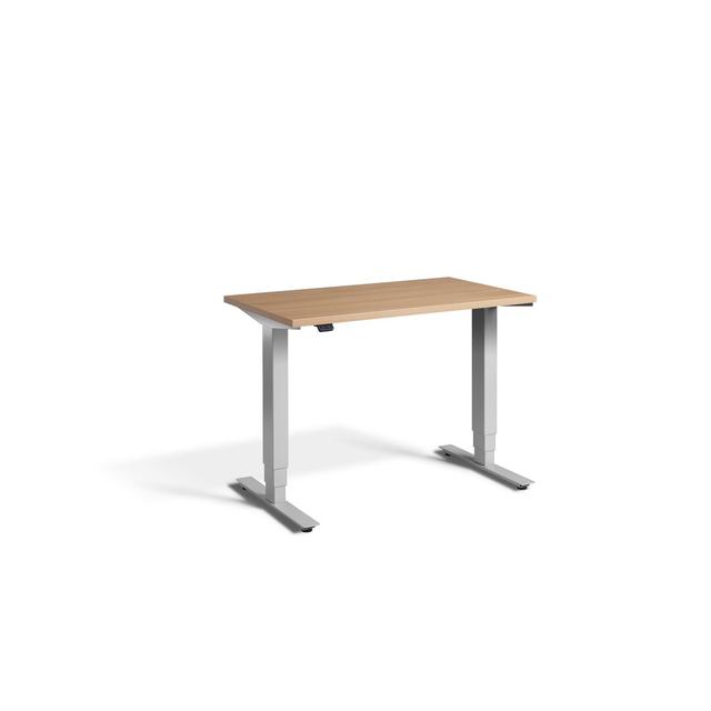 Mirano Height Adjustable Standing Desk Ebern Designs Frame Colour: Silver, Top Colour: Oak on Productcaster.