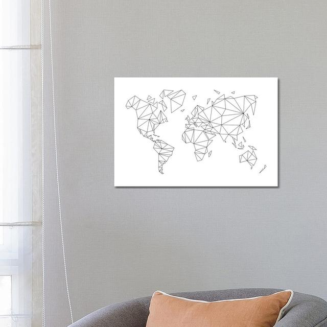 Geometric World Map by Nouveau Prints - Wrapped Canvas Gallery-Wrapped Canvas Giclée Metro Lane Size: 45.72cm H x 66.04cm W x 3.81cm D on Productcaster.