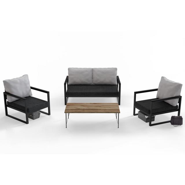 5-Sitzer Lounge-Set Anibella ModernMoments Farbe des Kissens: Grau/Schwarz on Productcaster.