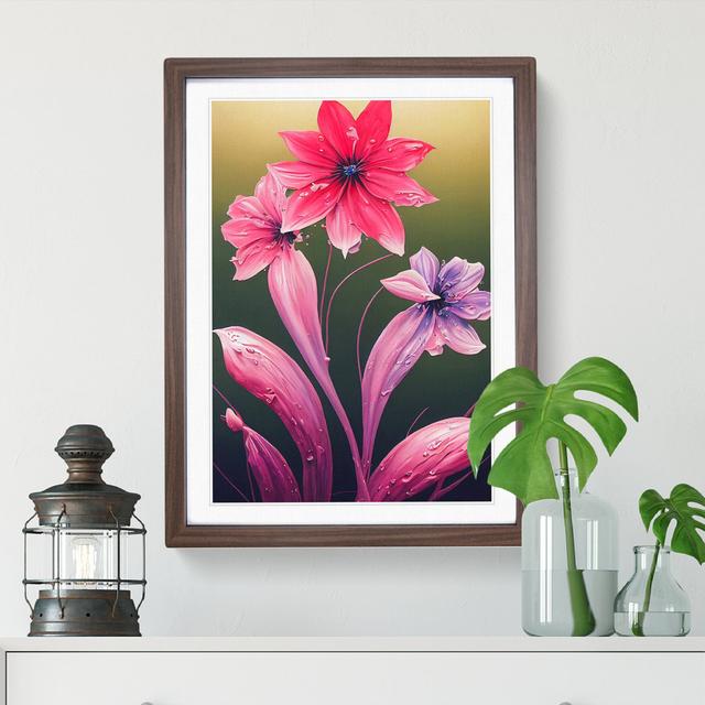 XV1022-4882X Unreal Flowers - Print Marlow Home Co. Matte Colour: White, Size: 36cm H x 27cm W, Format: Walnut Framed Paper on Productcaster.