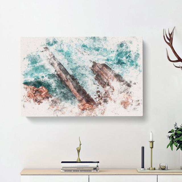 Waves Crashing At Cabo Espichel In Portugal - Wrapped Canvas Print East Urban Home Size: 35cm H x 50cm W x 3cm D on Productcaster.