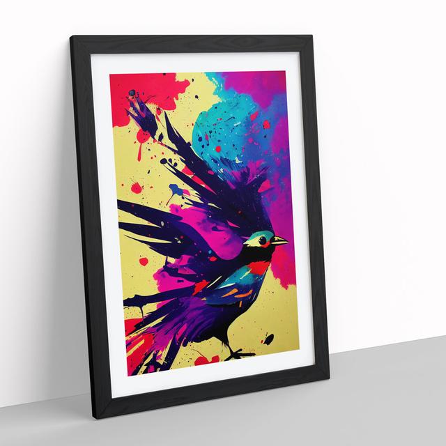 Paint Splash Bird No.4 - Picture Frame Painting Marlow Home Co. Frame Colour: Black, Size: 64cm H x 46cm W x 2cm D on Productcaster.