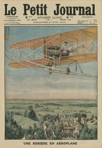 A Virtuous Maiden on An Airplane, Front Cover Illustration from 'Le Petit Journal', Supplement Illustre, 8Th June 1913 by French School Framed Vintage on Productcaster.