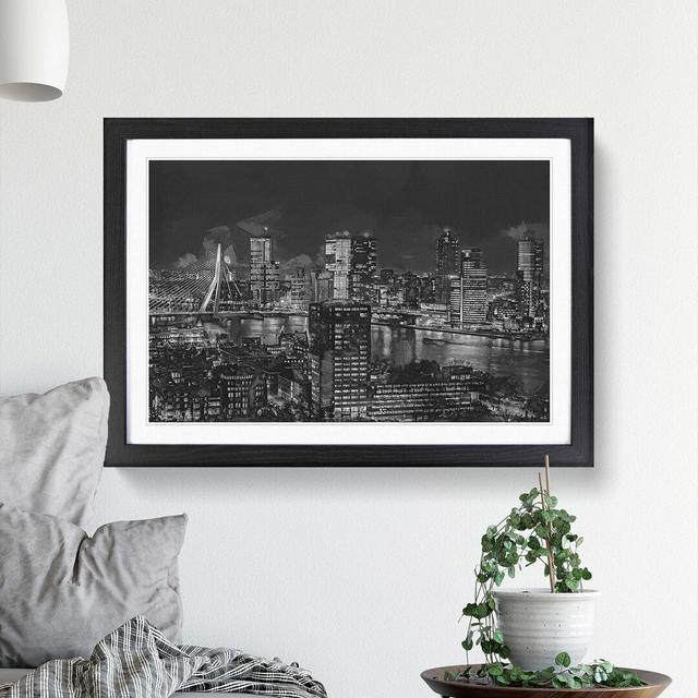 Rotterdam Skyline Netherlands in Abstract - Picture Frame Photograph Print East Urban Home Frame Option: Black, Size: 60cm H x 91cm W x 2cm D on Productcaster.