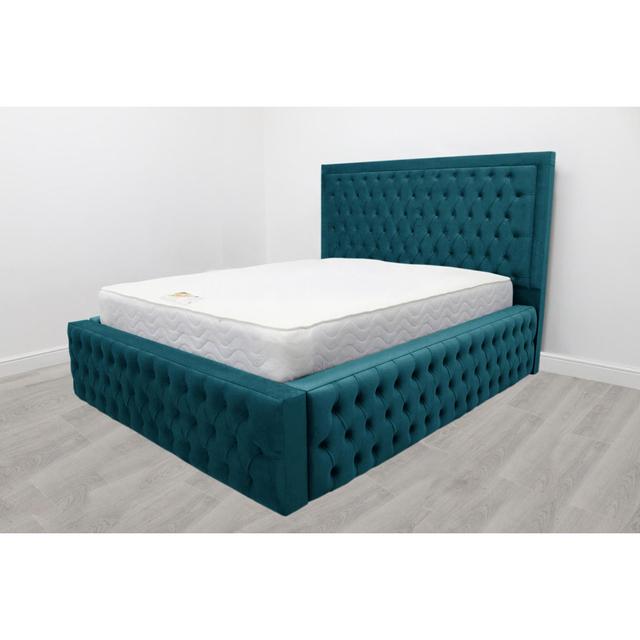 Charlierose Upholstered Bed Frame Bed Rosalind Wheeler Colour: Green, Size: Kingsize (5') on Productcaster.