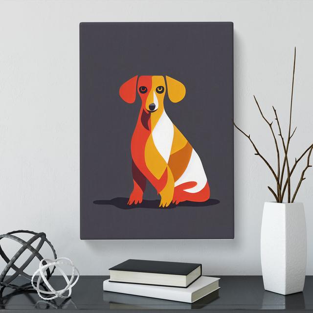 Dachshund Minimalism - Wrapped Canvas Print Marlow Home Co. Size: 76cm H x 50cm W x 3cm D on Productcaster.