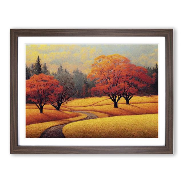 XH1022-9604X View Of An Autumn Forest Vol.2 - Single Picture Frame Painting Marlow Home Co. Size: 25cm H x 34cm W x 2cm D, Frame Colour: Walnut on Productcaster.