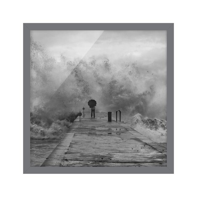 Picture With Frame - Roaring Sea - Square 1:1 Highland Dunes Frame Option: Grey Framed, Size: 70cm H x 70cm W x 2cm D on Productcaster.