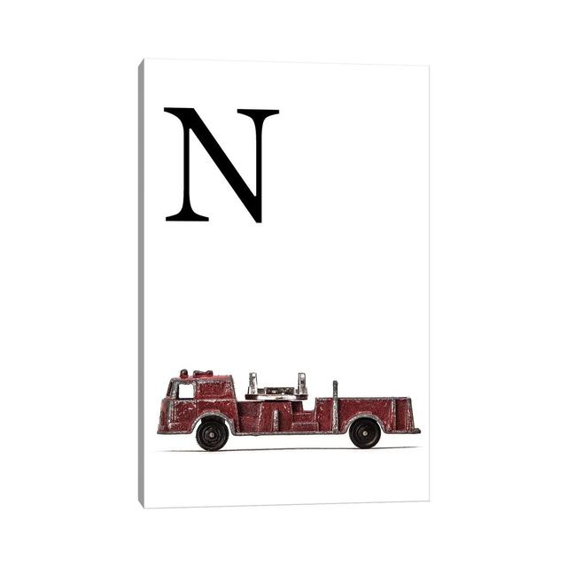 N Fire Engine Letter - Graphic Art Print on Canvas Williston Forge Format: Wrapped Canvas, Size: 101.6cm H x 66.04cm W x 3.81cm D on Productcaster.