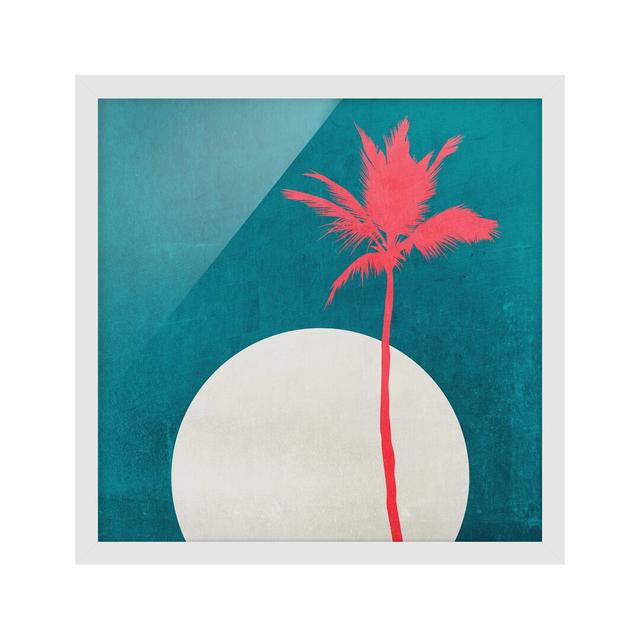 Palm Tree Caribbean - Picture Frame Graphic Art Bay Isle Home Size: 50cm H x 50cm W x 2cm D, Frame Option: White Framed on Productcaster.