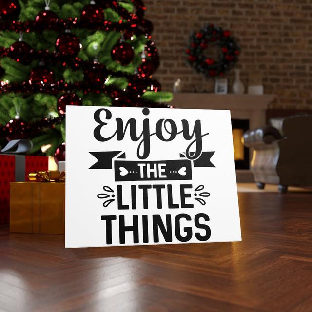 Enjoy the Little Things - Wrapped Canvas Typography Blue Elephant on Productcaster.