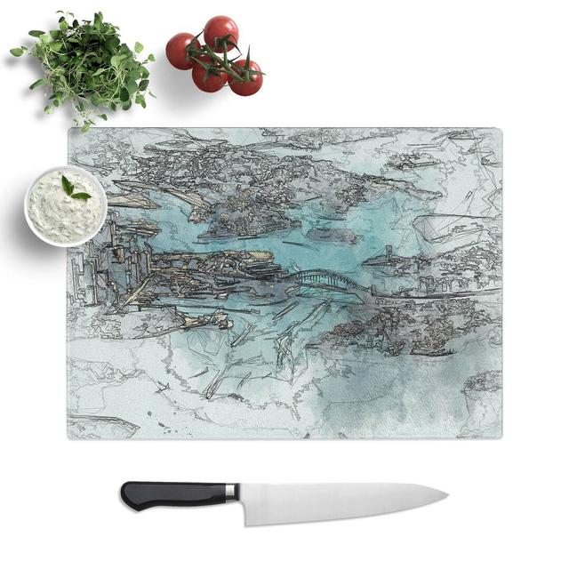 Tempered Glass Birds Eye View of Sydney Australia Chopping Board East Urban Home Size: 28.5 cm W x 20 cm L on Productcaster.