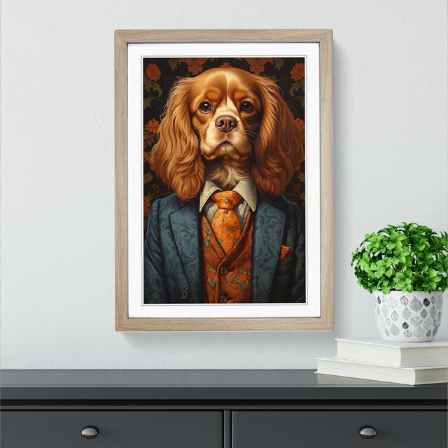 Cavalier King Charles Spaniel In A Suit Painting No.3 - Single Picture Frame Print on Wood Big Box Art Size: 46cm H x 34cm W x 2cm D, Frame Colour: Oa on Productcaster.