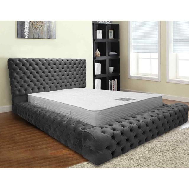 Sultan Bed King Plush Velvet Steel Envisage Trade Colour: Steel, Size: Single (3') on Productcaster.