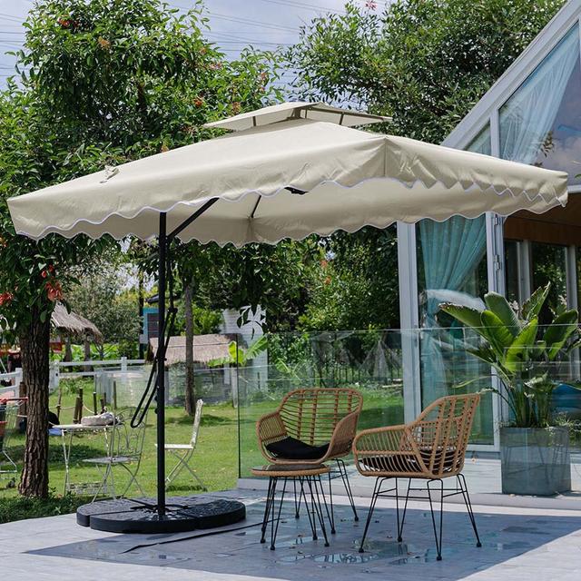 2.5m Square Cantilever Parasol Sol 27 Outdoor Fabric Colour: Beige on Productcaster.