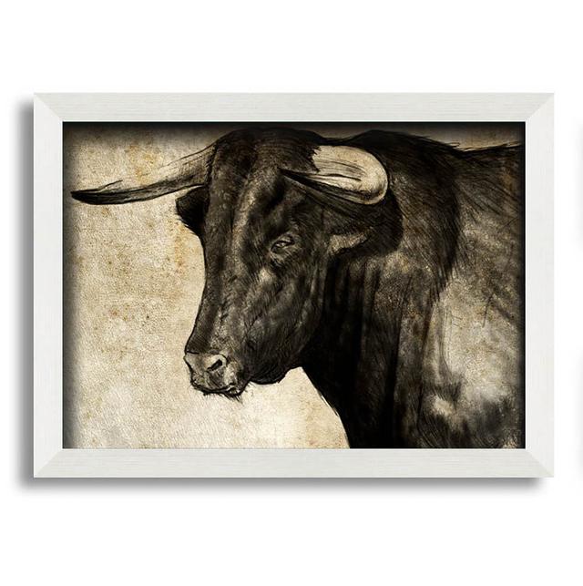 Ladonia Bull Horns - Single Picture Frame Art Prints Brambly Cottage Size: 59.7cm H x 84.1cm W x 10cm D on Productcaster.