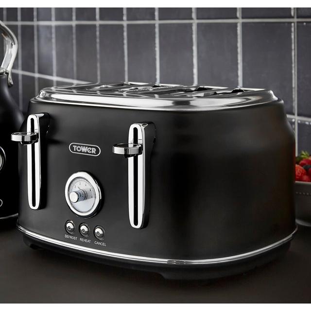 Tower Renaissance 4 Slice Toaster, 1630W Tower Colour: Black on Productcaster.