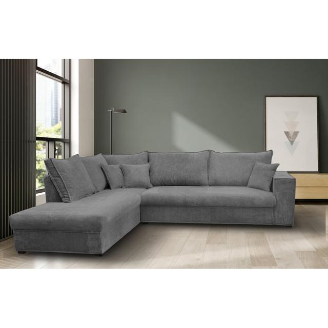 Ecksofa Casarez REDAM Polsterfarbe: Dunkelgrau, Ausrichtung: Linksseitiges Ecksofa on Productcaster.