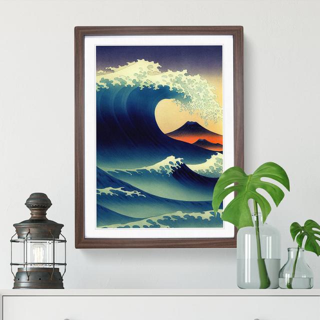 Amazing Japanese Wave - Single Picture Frame Print ClassicLiving Frame Colour: Walnut, Size: 46cm H x 34cm W x 2cm D on Productcaster.