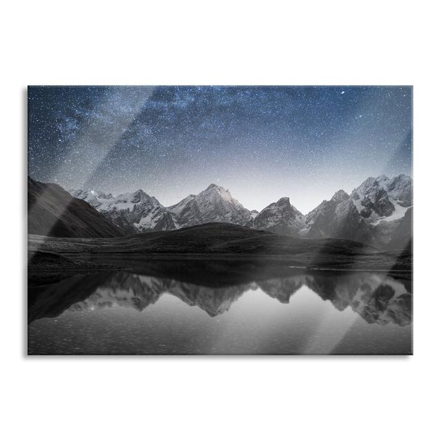 Starry Sky in the Mountains - Unframed Photograph on Glass Union Rustic Size: 70cm H x 100cm W x 0.4cm D on Productcaster.