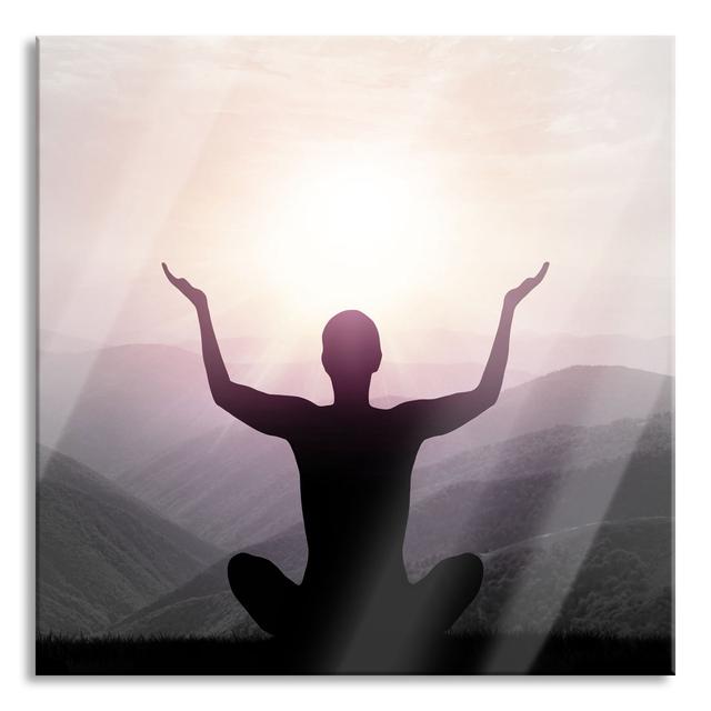 Yoga in the Mountains - Unframed Photograph on Glass Union Rustic Size: 60cm H x 60cm W x 0.4cm D on Productcaster.