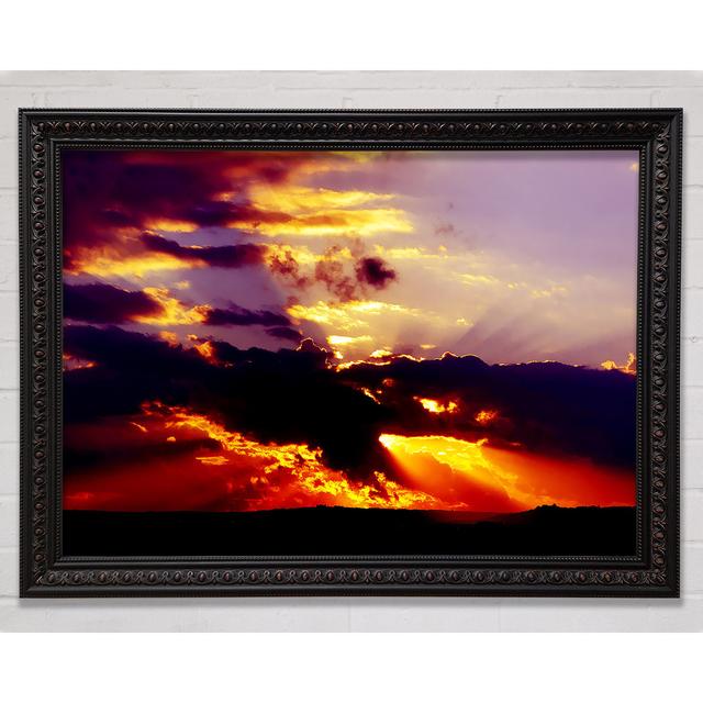 Red Sunrays Through The Clouds - Single Picture Frame Art Prints Ebern Designs Size: 42.1cm H x 59.7cm W on Productcaster.