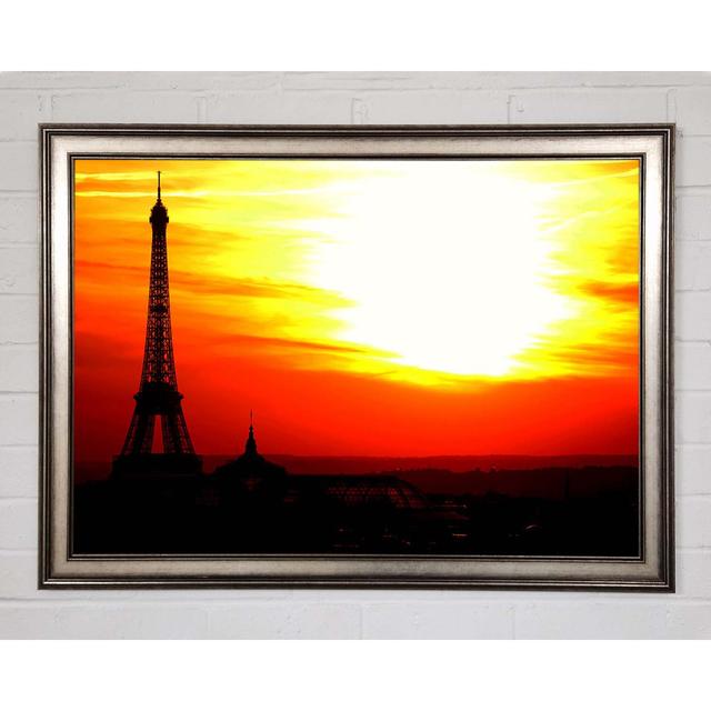 Paris Eiffel Tower Sun Blaze Framed Print Brayden Studio Size: 29.7cm H x 42cm W x 10cm D, Format: White Framed Paper on Productcaster.