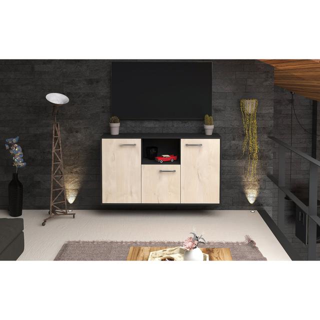 Bennetta sideboard; Color: Yellow/White; Flying/Metal handles; Dimensions: 136 x 79 x 35cm Brayden Studio Colour: Cedar wood/Black on Productcaster.