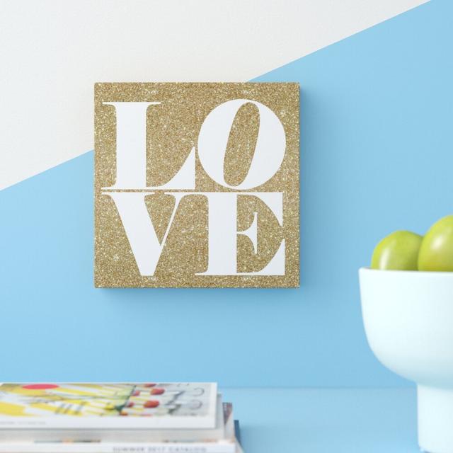 'Built on Love Glitter' Typography on Wrapped Canvas East Urban Home Size: 76.2 cm H x 76.2 cm W x 3.8 cm D on Productcaster.