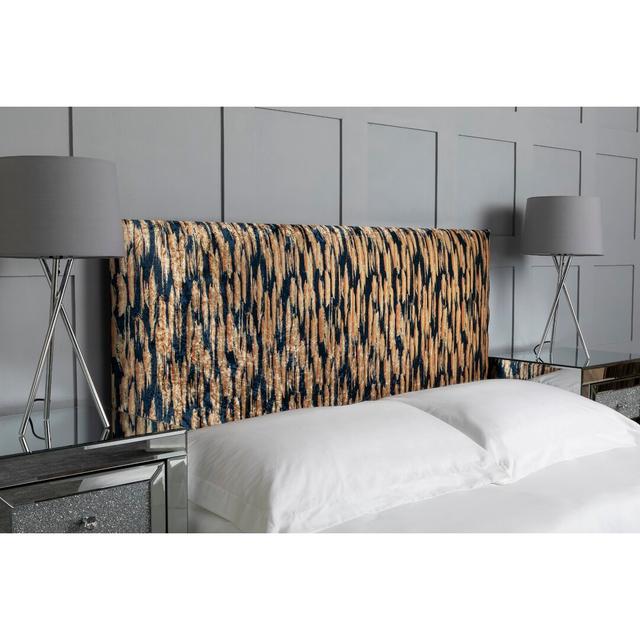 Upholstered Headboard, Paint Drip Marble Velvet Designer Fabric Tongouin Union Rustic Size: Single (3'), Upholstery: Navy on Productcaster.