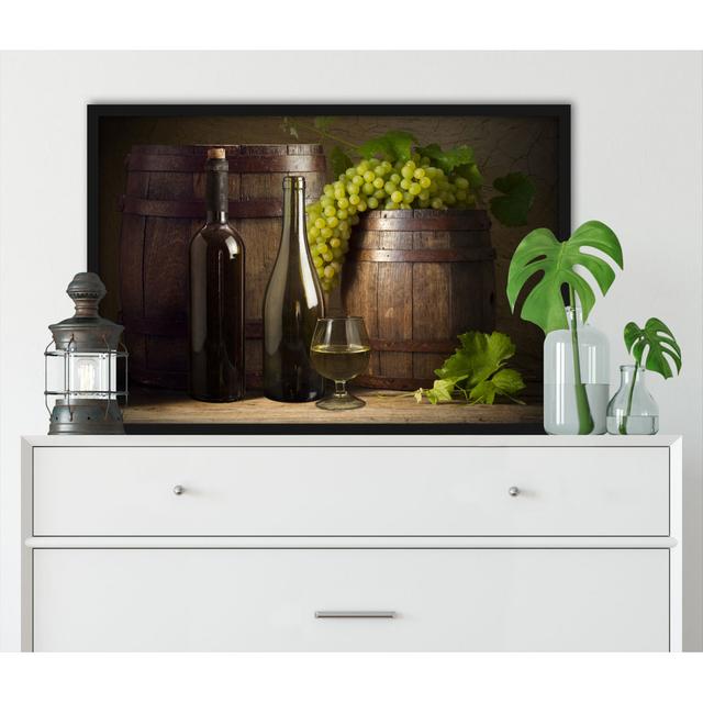 Gerahmter Fotodruck Fässer mit Weintrauben und Wein ClassicLiving Größe: 80 cm H x 60 cm B x 2.5 cm T on Productcaster.