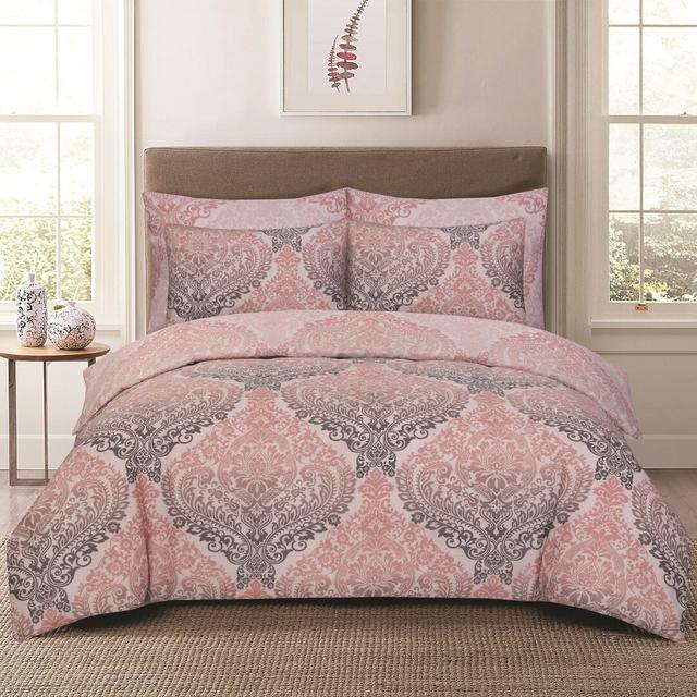 Gurule Polyester Damask Duvet Cover Set with Pillowcases Astoria Grand Size: Double Duvet Cover + 2 Standard Pillowcases, Colour: Pink on Productcaster.