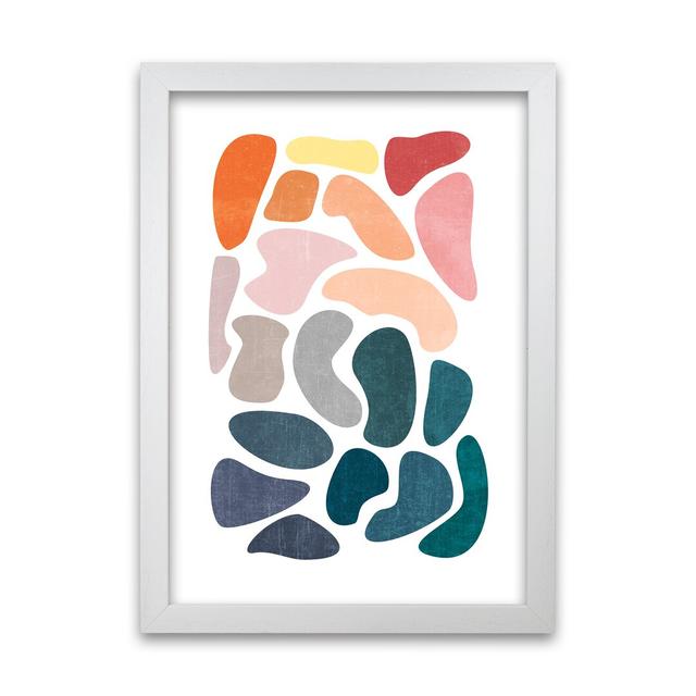 Colourful Abstract Shapes B - Graphic Art Print on Paper Norden Home Frame Option: White Frame, Size: 84cm H x 59cm W x 3cm D on Productcaster.